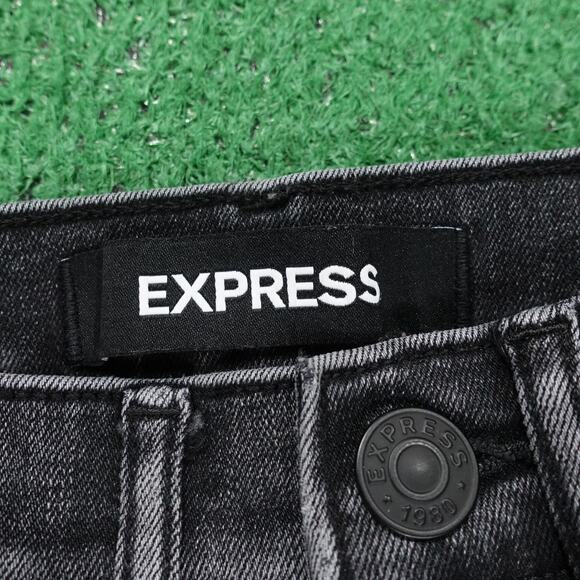 Express Jeans Womens 00S Black Washed Slim Ankle Super High Rise Stretch Denim - Picture 7 of 10